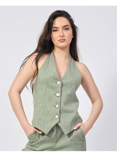 Mademoiselle du Monde women's waistcoat with buttons MADEMOISELLE DU MONDE | F284-MDM116MILITARY